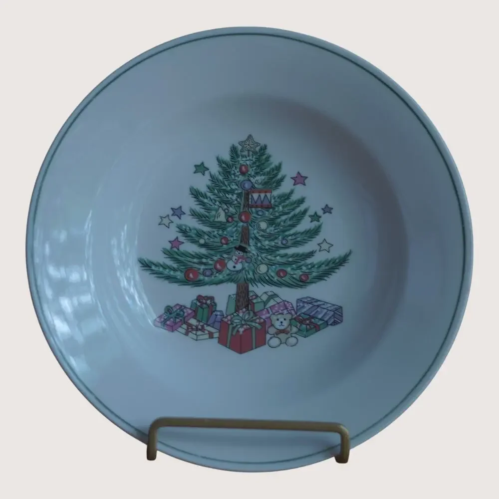 Gibson Christmas Tree 5 Pc Place Setting Dinnerware Set Holiday China VTG